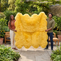 Genuine Golden Yellow Sheepskin Rug – Quad-Pelt Shaggy Wool Area Rug