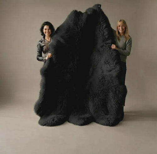 Black Sheepskin Wool Rug