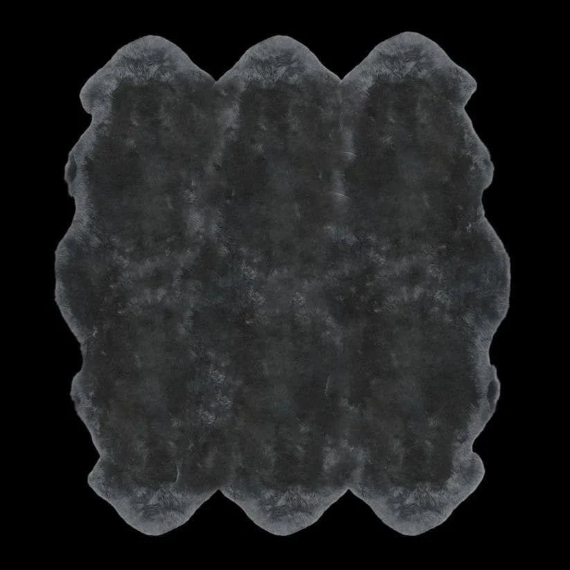 Black Sheepskin Wool Rug