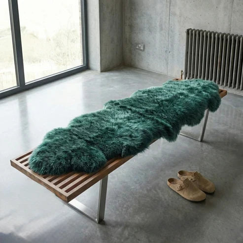 New Zealand Deep Teal Sheepskin Rug & Throw