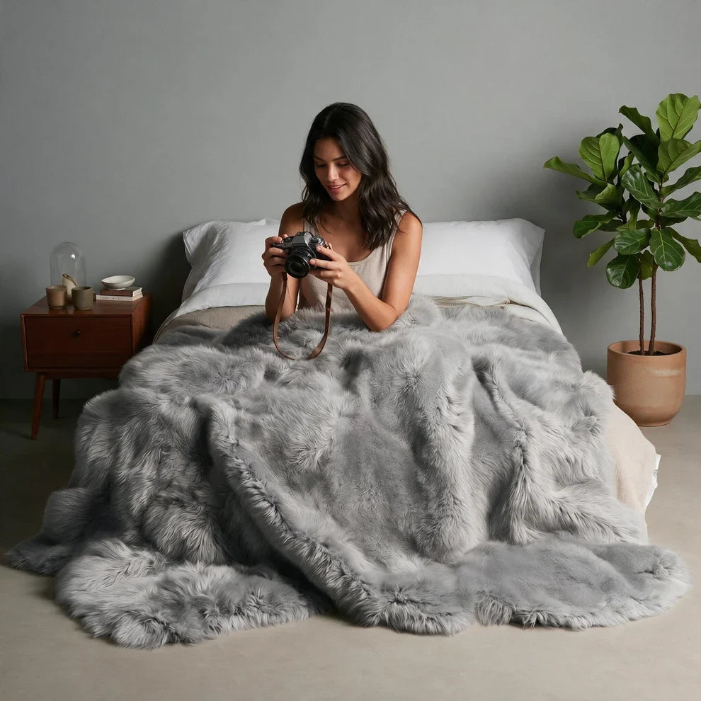New Zealand Silver Sheepskin Rug & Throw